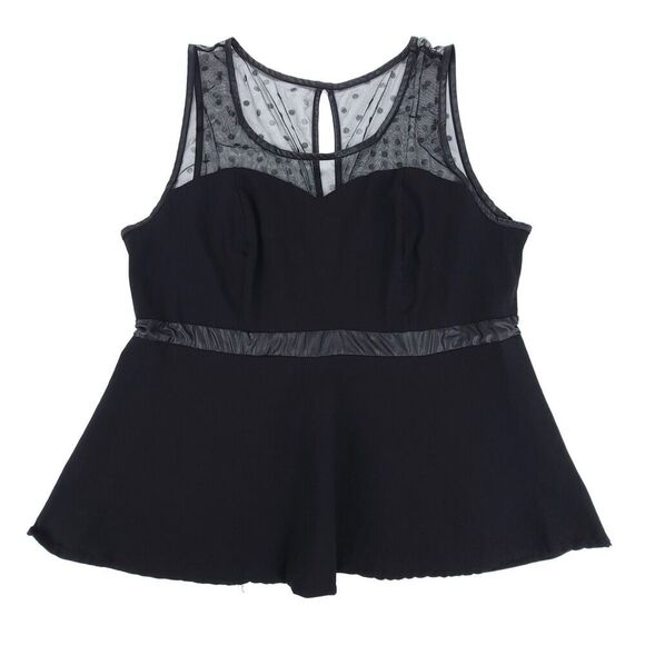 TORRID Pin Up Girl Sheer Mesh Polkadot Sweetheart Peplum Top Plus Size 3x Black - Picture 1 of 8